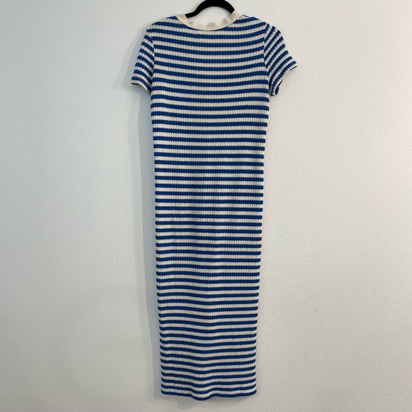 Mango Stripe Knit Jersey Sweater Dress Blue White Button Down Front Size 4. - Picture 6 of 15